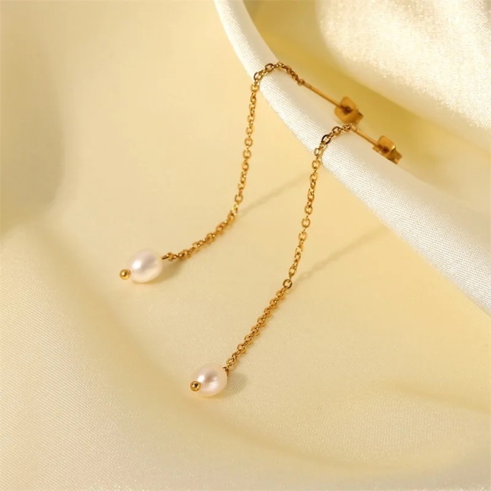 ◾️18k Gold Plated Classic Elegant Freshwater Pearl Long Tassel Earrings